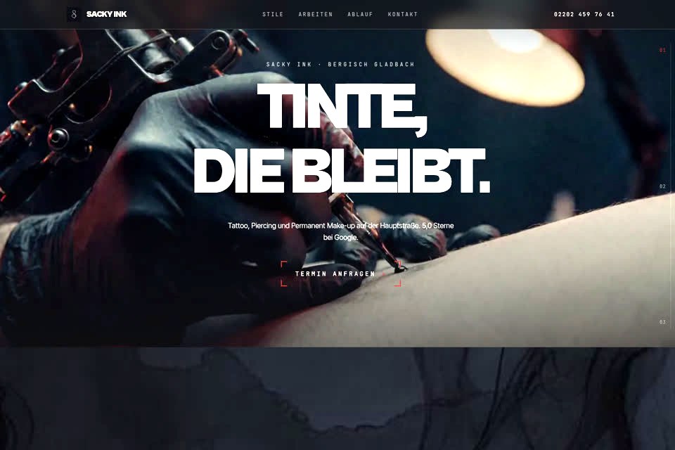 Website von Sacky Ink